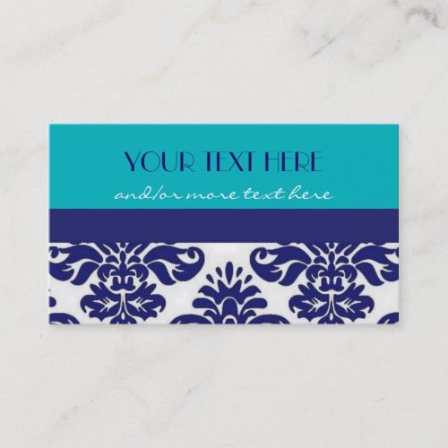 Blue Damask Business Cards