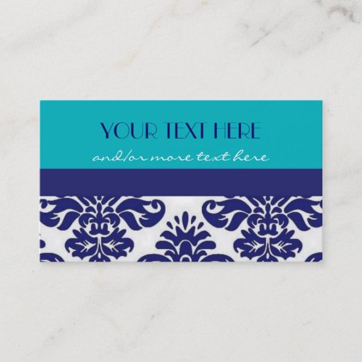 Customizable Blue Damask Business Cards