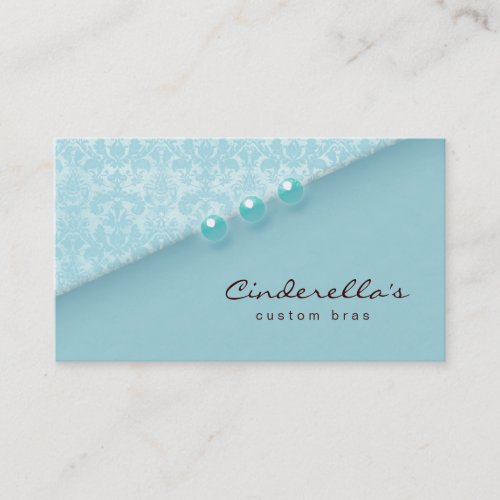 Blue Damask Buttons Bra / Salon business card