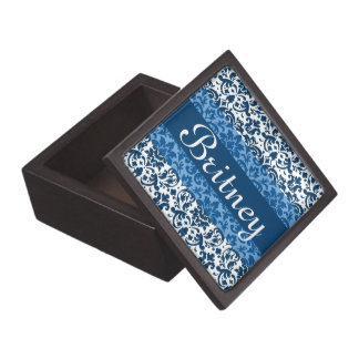 Blue damask calligraphy customizable art gift box