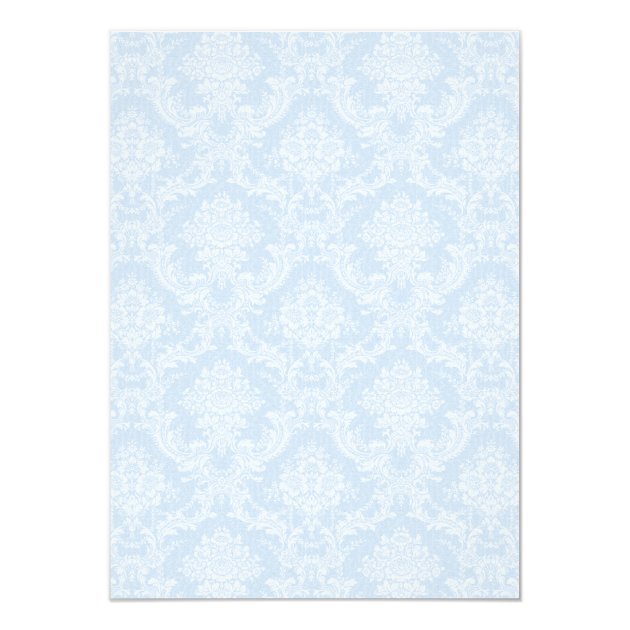 Blue Damask Cross Baptism Invitation