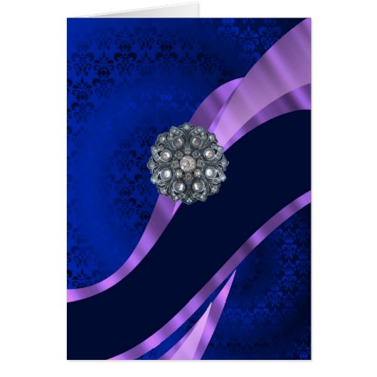 Blue damask & crystal cards (Front)