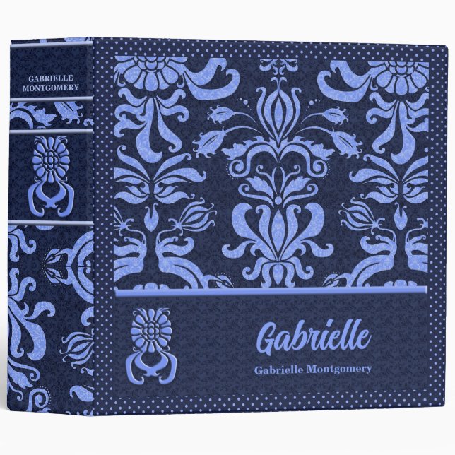 Blue Damask Custom Binder (Front/Spine)