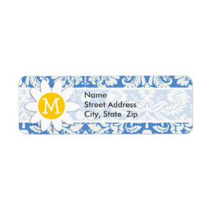 Blue Damask; Daisy Label