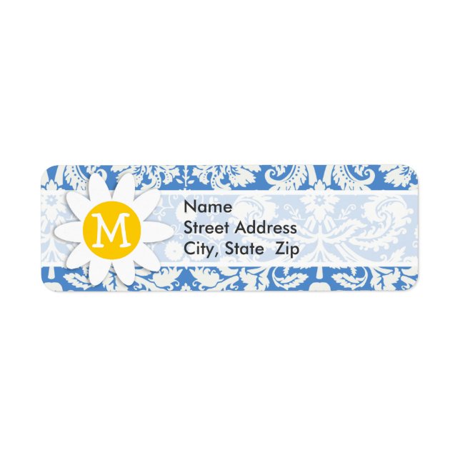 Blue Damask; Daisy Label (Front)