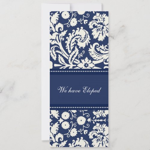 Blue Damask Elopement Announcement Cards