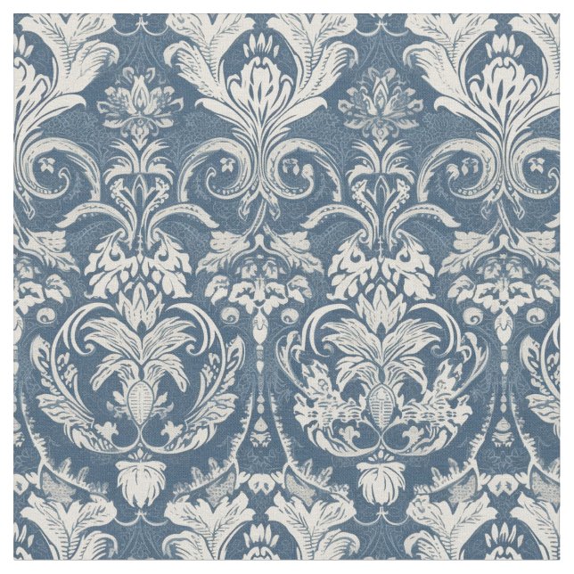 Blue damask fabric (Close Up)