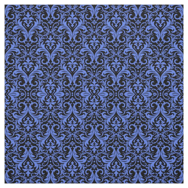Blue Damask Fabric (Swatch)