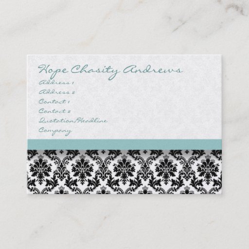 Customizable Blue Damask Floral - Business Cards
