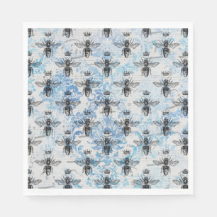 Blue Damask Honeybee Napkins