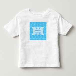 Blue Damask It's A Brother Name Personalized Kids Toddler T-shirt