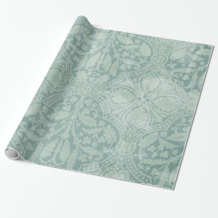 Blue Damask Lace Print Fabric Patte Wrapping Paper