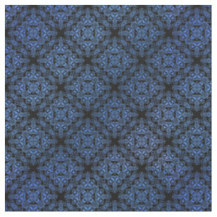 Blue Damask Medallion Pattern Fabric