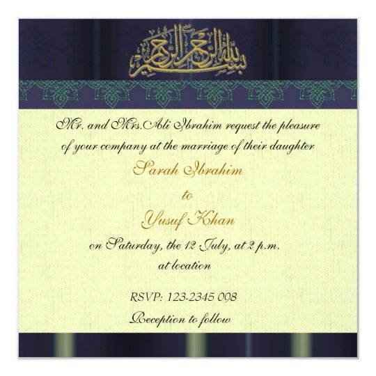 Blue Damask Muslim wedding Card Zazzle.com