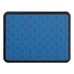 Blue Damask Pattern Trailer Hitch Cover