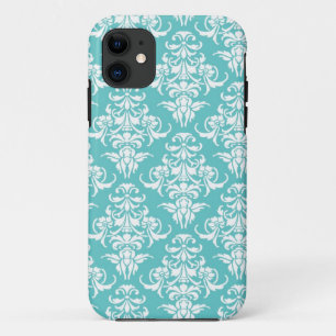 Blue damask pattern vintage girly chic chandelier iPhone 11 case