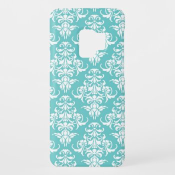 Blue Damask Pattern Vintage Girly Chic Chandelier Case-mate Samsung Galaxy S9 Case by iBella at Zazzle