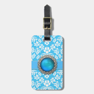 Blue Damask Personalized Luggage Tag