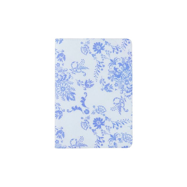 Blue Damask Pretty Print Passport Holder (Front)
