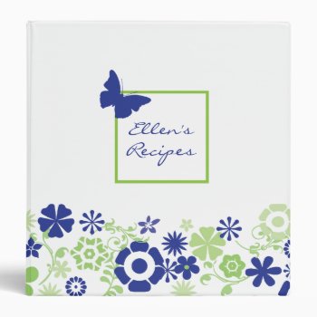 Blue Damask Recipe Book Binder by OrangeOstrichDesigns at Zazzle