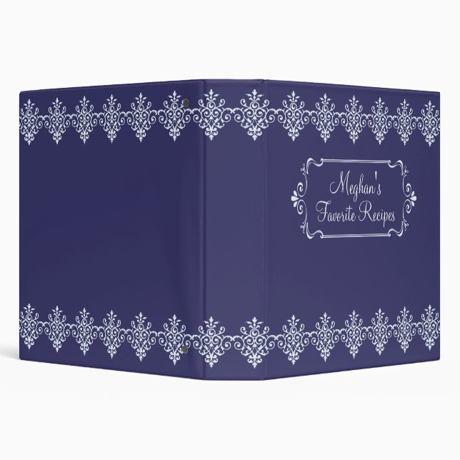 Blue Damask Recipe Book Binder (Background)