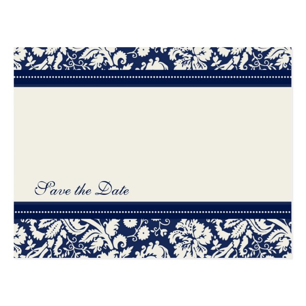 Blue Damask Save The Date Wedding Postcards