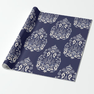 blue damask seamless pattern element wrapping paper