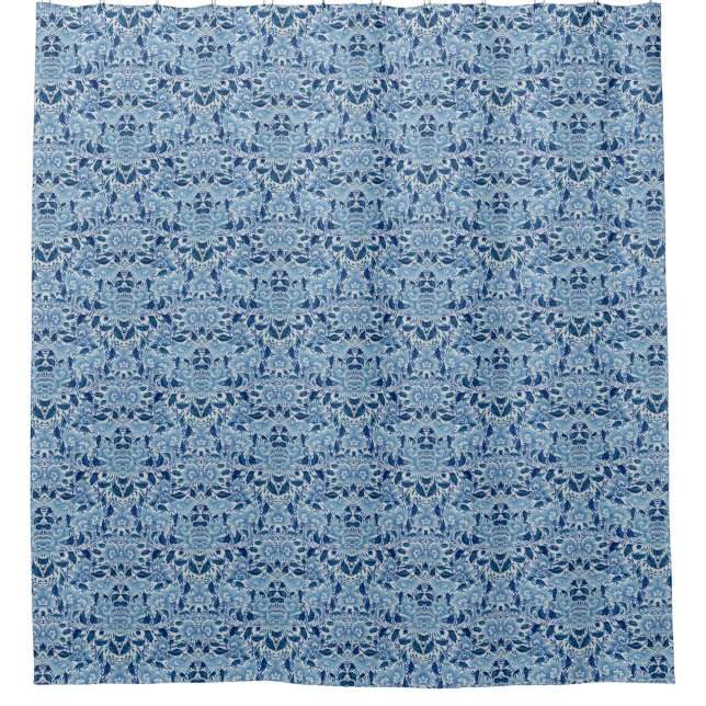 Blue Damask Shower Curtain (Front)