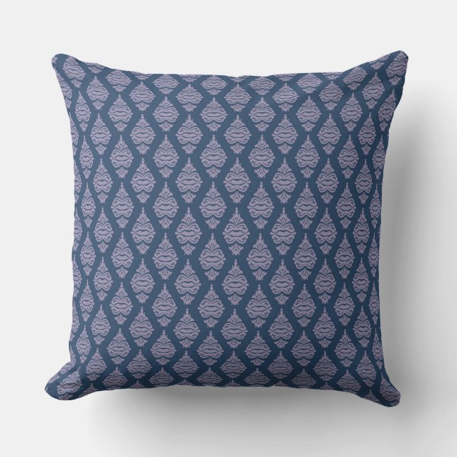 Blue Damask Sofa Cushion (Front)