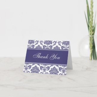 Blue Damask Thank You Cards