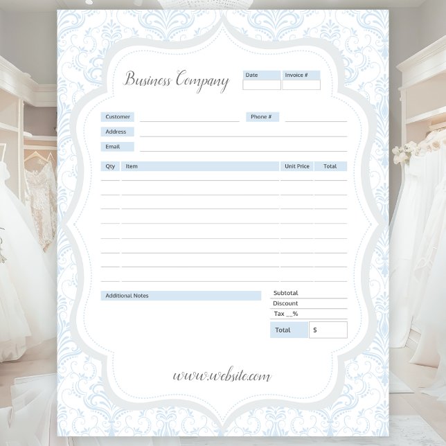 Blue Damask Theme Order Form and Invoice Notepad (Creator Uploaded)