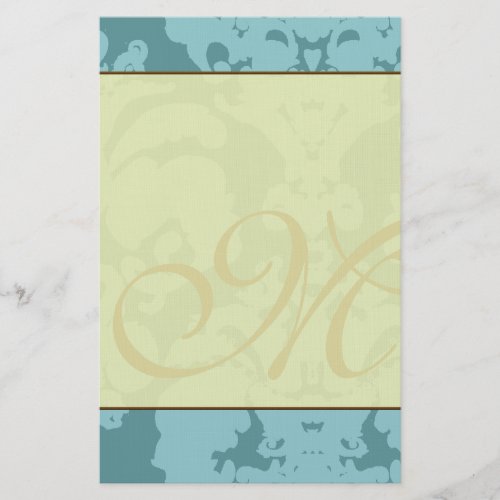 Blue Damask  Warm Stationery