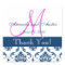 Blue Damask Wedding Favor Sticker