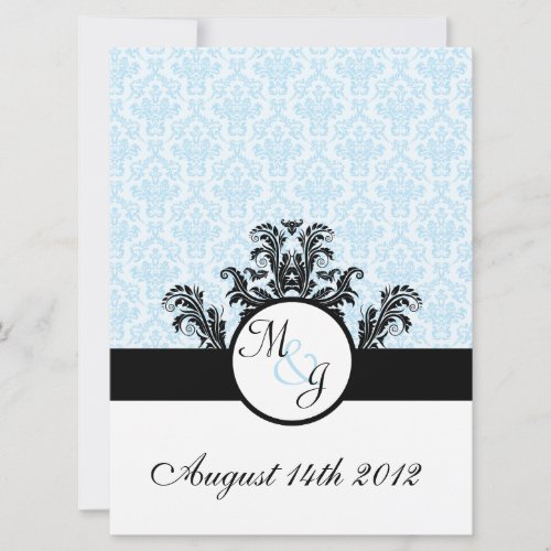 Blue Damask Wedding Personalized Announcement