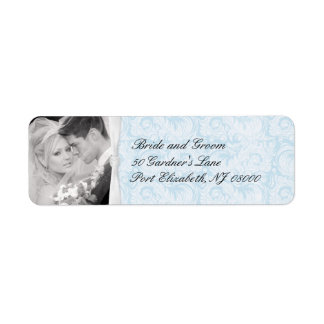 Blue Damask Wedding Return Address Labels
