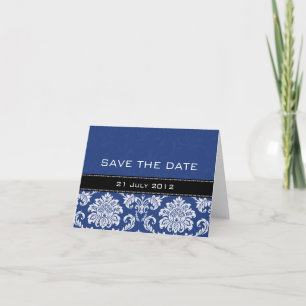 Blue Damask Wedding Save The Date Announcement