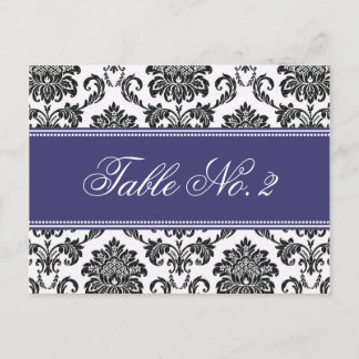 Blue Damask Wedding Table Number