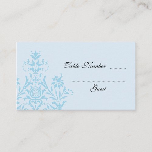 Blue Damask Wedding Table Place Cards Business Card Template