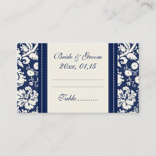 Blue Damask Wedding Table Place Setting Cards Business Card