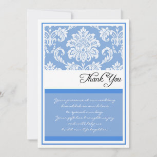 Blue Damask Wedding Thank You Cards