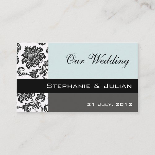 Blue Damask Wedding Website Business Card