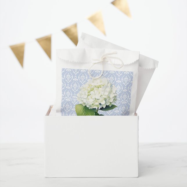 Blue Damask White Hydrangea  Favor Bag (Party)