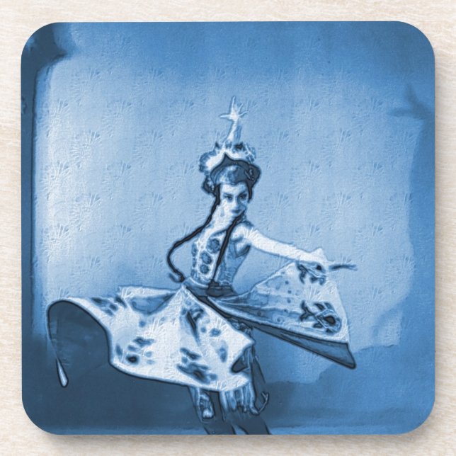 Blue Dancer Digital Art Beverage Coaster (Front)