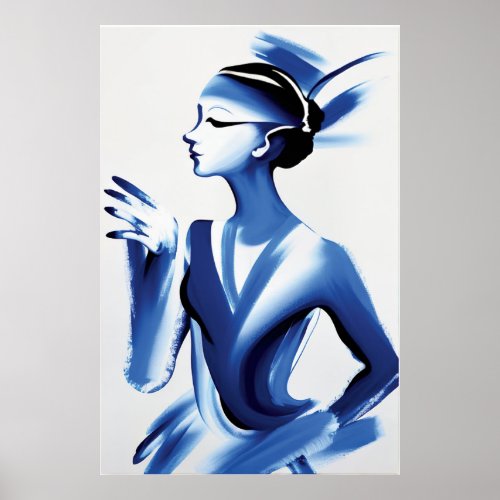 Blue Dancer Watercolor Poster