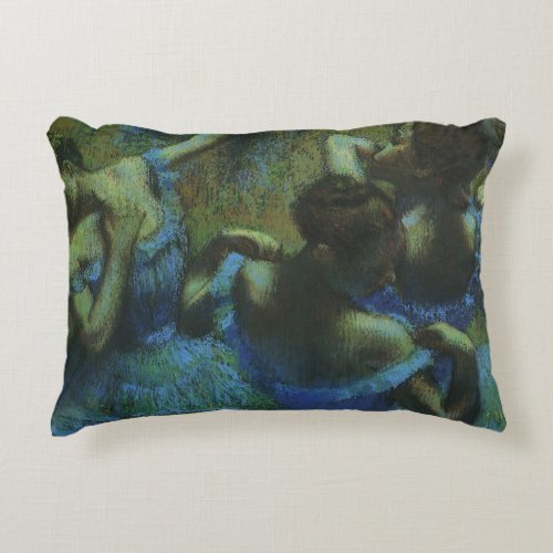 Blue Dancers by Edgar Degas Vintage Impressionism Decorative Pillow