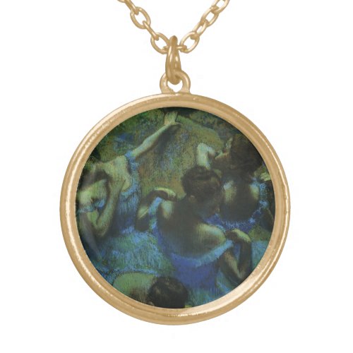 Blue Dancers by Edgar Degas Vintage Impressionism Gold Plated Necklace