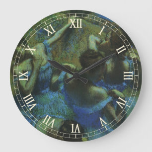 Blue Dancers by Edgar Degas, Vintage Impressionism Large Clock