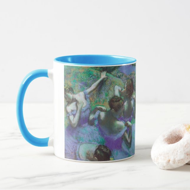 Blue Dancers by Edgar Degas, Vintage Impressionism Mug (With Donut)