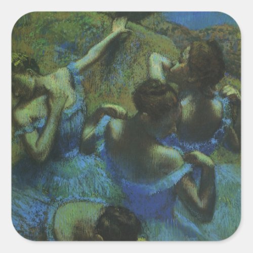 Blue Dancers by Edgar Degas Vintage Impressionism Square Sticker
