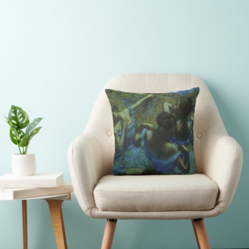 Blue Dancers by Edgar Degas Vintage Impressionism Throw Pillow